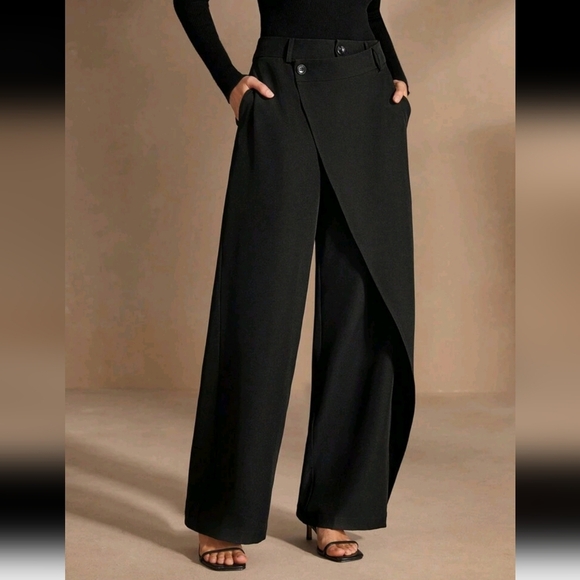 Asymmetrical Solid Color Casual Casual Straight Pants